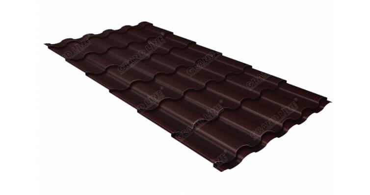 Металлочерепица kredo GL 0,5 Rooftop Бархат RAL 8017 шоколад