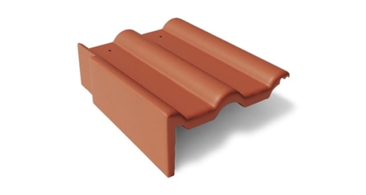 Боковая цементно-песчаная черепица Braas Франкфуртская левая, красный