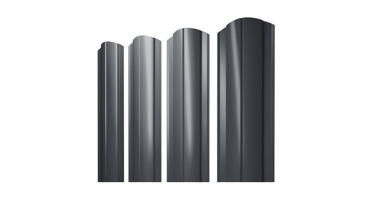 Штакетник Круглый фигурный 0,45 PE-Double RAL 7024 мокрый асфальт