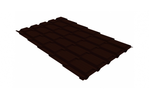 Металлочерепица Верховье квадро профи Grand Line 0.5 Rooftop Бархат RR 32 темно коричневый