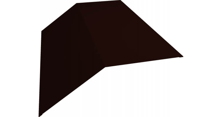 Планка конька плоского 145х145 0,5 GreenCoat Pural BT с пленкой RR 32 темно-коричневый (RAL 8019 серо-коричневый) (2м)