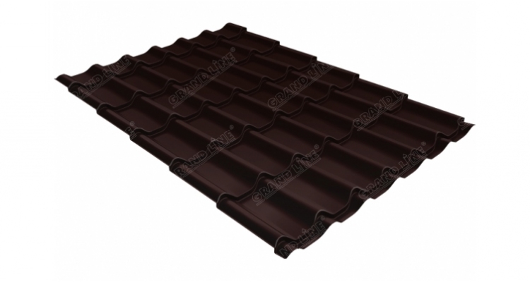 Металлочерепица классик Grand Line 0.4 покрытие PE RAL 8017 шоколад