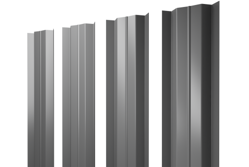 Штакетник М-образный В с прямым резом 0.5 Satin RAL 9006 бело-алюминиевый