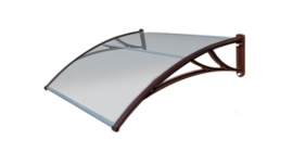 Козырек Krovent из поликарбоната 1200х930х280 прозрачный (коричневый кронштейн)