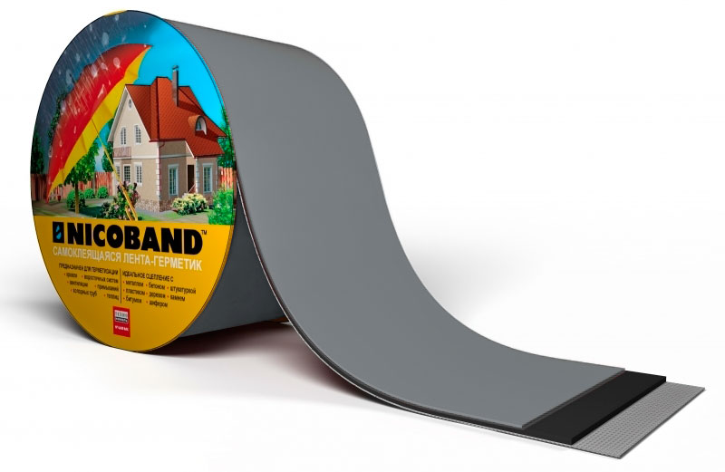 Лента герметизирующая Технониколь Nicoband самоклеящаяся 10мх7.5см, темно-серая