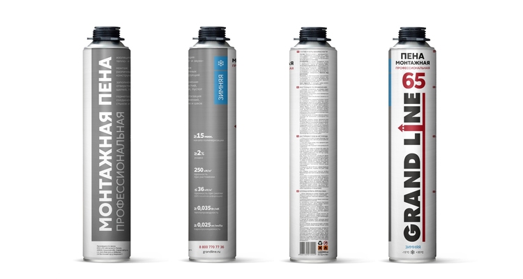 Пена монтажная профессиональная Grand Line 65 зимняя, 800мл